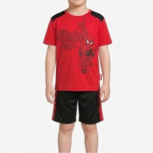 Marvel Red & Black Spider-Man Graphic Tee and Athletic Shorts